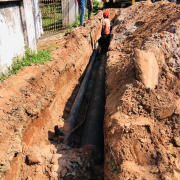 Laying 400 mm DI pipe and 150 mm DI at Chandhanakavu jn chettatu road left side