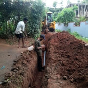 90mm pvc pipe laying work progressing