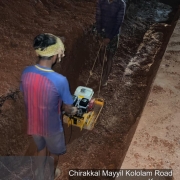 Pipe laying along Mayyil KRFB Road- Layer by Layer earth compaction