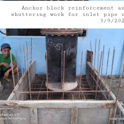 Anchor block reinforcement and shuttering work