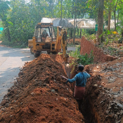 Pipe laying work on progress