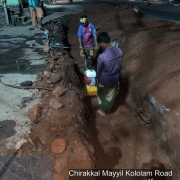 Pipe laying along Mayyil KRFB Road- Layer by Layer earth compaction
