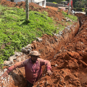 Pipe laying on progress