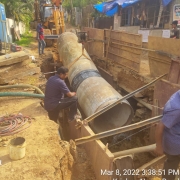 Laying of 1118mm MS pipe at Krishna Nagar, Peroorkada