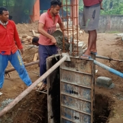 Kozhinjampara plant Chlorine room Column up to plinth beam concrete is in progress