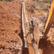 laying 350mm di pipe for pumping main and overflow...