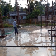 Grade slab curing in chemical house