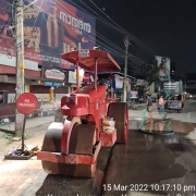 Roller compaction of WMM layer in Road restoration work of BMBC surface at MC road, Nalanchira