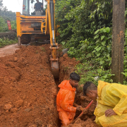 Pipe laying on progress