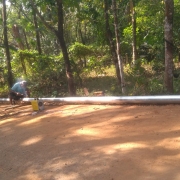 fixing 100 mm GI pipes in Baratha road .