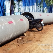 Reflector stickers pasted in pipes laid at road side
