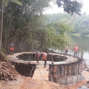 first lift concrete of the well 