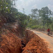 Pipe laying on progress