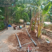 Laying of 80mm GI pipe 