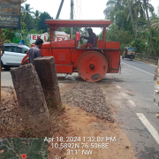 Road restoration work progress 