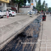 Bitumen emulsion sprayed over WMM surface at MC road, Nalanchira