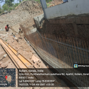 Rebar work for wall of drain near chlorine building (from ch:185m)