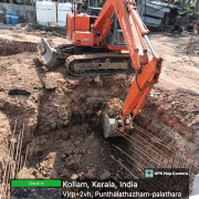 Earthwork excavation for storm water drain near entrance 