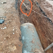 Hard rock found at 1m depth near 1118mm MS pipe laying location near Church, Peroorkada