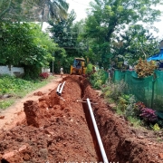 90 mm PVC pipe laying