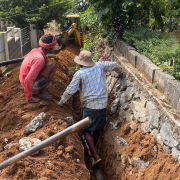 Pipe laying on progress