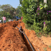 Pipe laying on progress