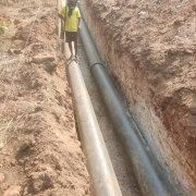 laying 350mm di pipe for pumping main and overflow