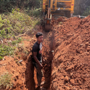 Pipe laying on progress