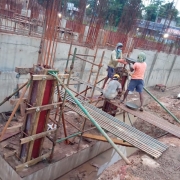 Concreting for columns in filter house staircase side