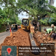450mm DI pipe laying at perambra-vadakara road