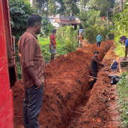 Pipe laying on progress