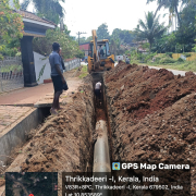 400 mm DI distribution lines laying work near nayarupadi jn