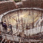 Wash water recovery tank-Casting of outer wall first lift