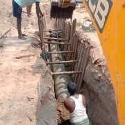 excavation for pipe laying near bypass