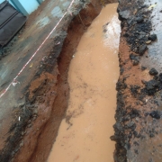 water in the trench due to rain