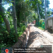 Chettikulangara(ward 20) SNDP manthiram pela opposite road   road side : LHS Pipe :90mm PVC  No of pipes laid:28