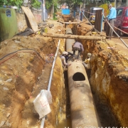 Welding of 914mm MS pipes at MLA road, Kudappanakunnu.