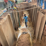 01.10.2021 - Laying work of 914 mm dia MS pipe Near Lekshminada - Thankassery road