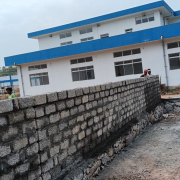 Solid block work construction for compound wall near north west side of chemical house