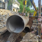 erection of 6m of 1118mm MS pipe at rock removed portio near NPP Nagar, Peroorkada