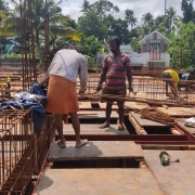 Reinforcement work for roof beam in chemical house