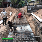 Rebar work for top slab of External drain from ch :175m