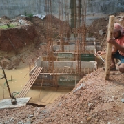 Connecting channel (CFL 3 to filter house) : shuttering and rebar for footing in progress