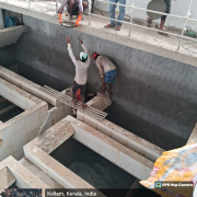 Concreting of sluice gate chamber in filter bed 