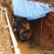 welding and coating of flange with pipe at Peroorkada for fixing sluice valve