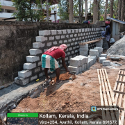 Solid block work construction for compound wall near entrance