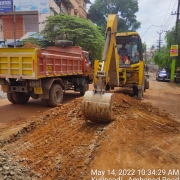 Road restoration - earth work excavation at Nalanchira Kusavarkal road