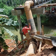 gravity main-pipe laid at steel bridge 