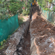 Pipe laying on progress