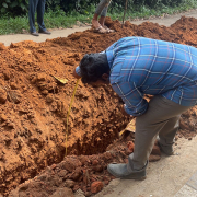 Pipe laying on progress